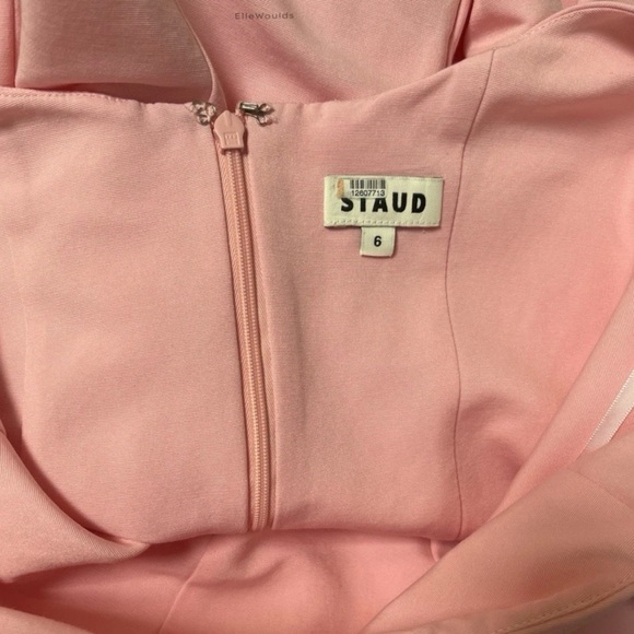 Staud $695 Joy Gown Pink Square Neck Cotton US Size 6 - Picture 12 of 12